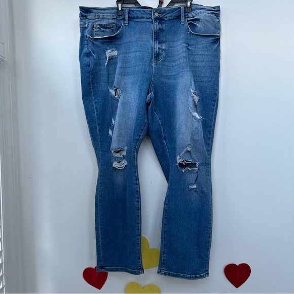 Judy Blue Denim - Judy Blue High Waisted Boyfriend Destroy STRETCH Denim 24w Jeans 88404 Plus Size